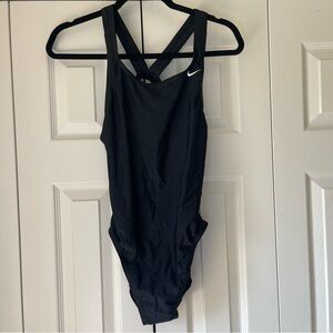 Nike Black and Light Blue Swimsuit